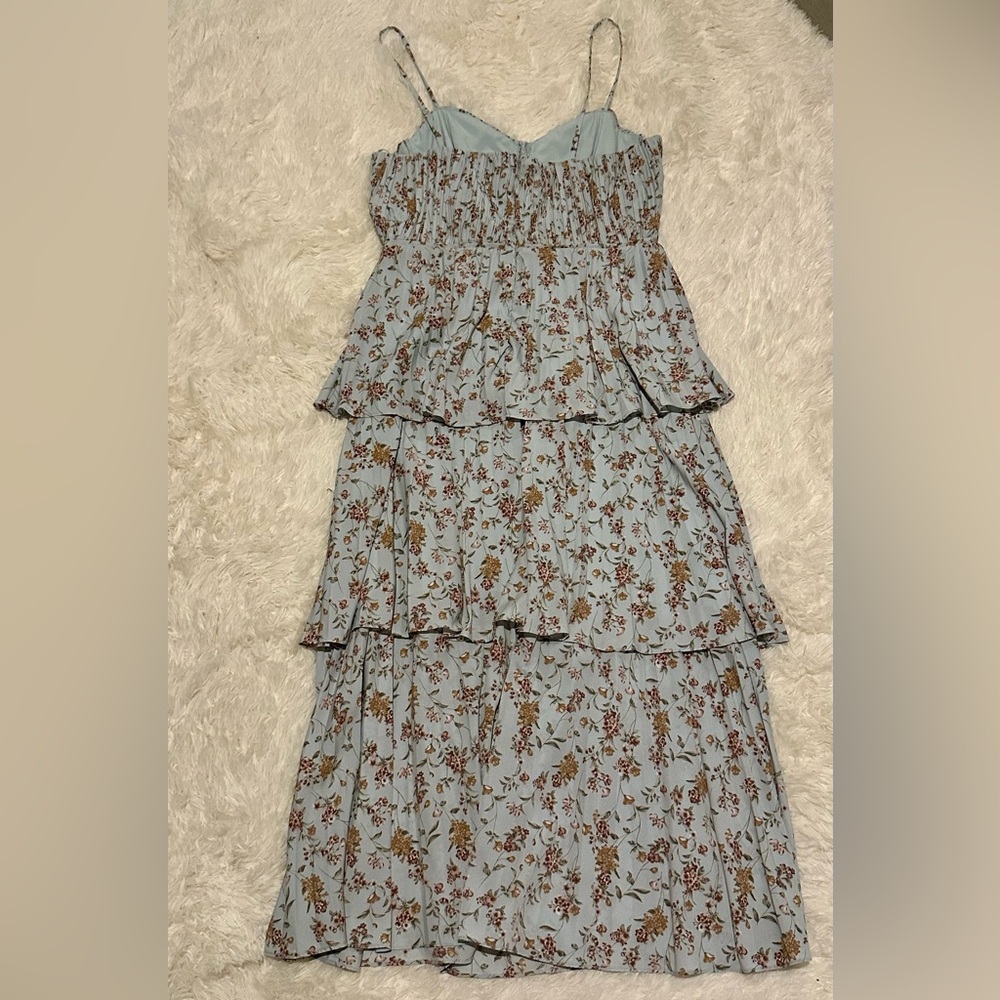 Lulu's Blue Floral Tiered Maxi Dress - Picture 3 of 6